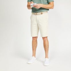 Second Life - Spodenki do golfa chino męskie Inesis MW500 - Stan Doskonały. Brązowe szorty męskie INESIS, z bawełny, bez kołnierzyka. Za 58.99 zł.