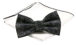 Mucha Męska z Białą Poszetką - Chattier - Kolor Stalowy z Granatem. Niebieskie krawaty i muchy męskie Chattier, bez wzorów, z mikrofibry, eleganckie. Za 59.00 zł.