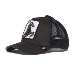Czapka z daszkiem Goorin Bros. The Stallion Trucker - 101-0393-BLK. Czarne czapki męskie Goorin Bros, bez wzorów, sportowe. W wyprzedaży za 129.00 zł.