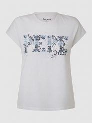 Pepe Jeans Koszulka w kolorze białym rozmiar: S. Białe bluzki damskie Pepe Jeans, s, bez wzorów, z bawełny, bez kołnierzyka, bez ramiączek. Za 96.60 zł.