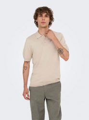 ONLY & SONS Koszulka polo "Onswyler" w kolorze beżowym rozmiar: L. Brązowe koszulki polo męskie Only & Sons, l, bez wzorów, bez ramiączek. Za 91.77 zł.
