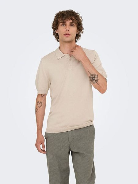 ONLY & SONS Koszulka polo "Onswyler" w kolorze beżowym rozmiar: L. Brązowe koszulki polo męskie Only & Sons, l, bez wzorów, bez ramiączek. Za 98.95 zł.