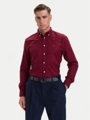 Tommy Hilfiger Koszula Flannel Solid MW0MW40469 Bordowy Regular Fit. Czerwone koszule męskie Tommy Hilfiger, m, bez wzorów, z bawełny, bez kołnierzyka, bez ramiączek. Za 369.99 zł.