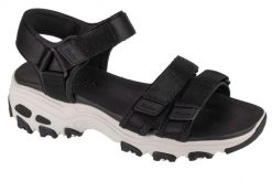 Sandały Kobieta Skechers D´Lites-Fresh Catch czarny. Czarne sandały damskie Skechers, bez wzorów, z materiału, bez obcasa. Za 279.99 zł.