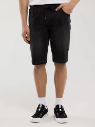 Szorty męskie jeansowe czarne Parker 954. Czarne szorty męskie Big Star, z denimu, bez kołnierzyka. W wyprzedaży za 139.99 zł.