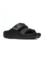 Crocs Klapki "Classic Cozzzy" w kolorze czarnym rozmiar: 37/38. Czarne klapki damskie Crocs, bez wzorów, z materiału, bez obcasa. Za 132.05 zł.