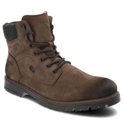 Brązowe Botki Rieker Ocieplane Obuwie Męskie. Brązowe buty zimowe męskie Rieker, na jesień, z materiału, przed kolano, bez zapięcia. Za 399.00 zł.