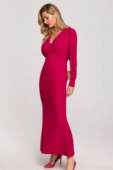 Długa wieczorowa sukienka rybka z bufiastymi rękawami śliwka. Sukienki damskie Makover, na imprezę, m, bez wzorów, wizytowe, bez kołnierzyka, bez ramiączek, maxi. W wyprzedaży za 356.00 zł.