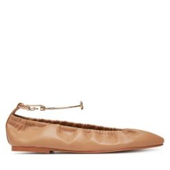 Baleriny TWINSET. Brązowe baleriny damskie Twinset, bez wzorów, bez obcasa. Za 399.99 zł.