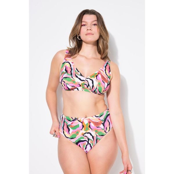 Damskie Figi od bikini figi krój z wysokim stanem kolorowy nadruk. Białe bikini damskie Ulla Popken, bez wzorów, plus size. W wyprzedaży za 91.99 zł.