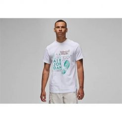 Koszulka sportowa męska Nike Air Jordan Brand Graphic Crew. Białe t-shirty sportowe męskie Nike, m, z bawełny, bez ramiączek. Za 248.00 zł.