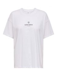 ONLY Koszulka w kolorze białym rozmiar: XL. Białe bluzki damskie Only, xl, bez wzorów, z bawełny, bez kołnierzyka, bez ramiączek. Za 56.79 zł.