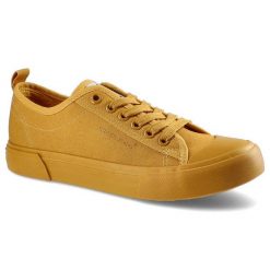 Musztardowe Trampki Cross Jeans Damskie Modne Buty. Żółte trampki i tenisówki damskie Cross Jeans, bez wzorów, z jeansu. Za 99.99 zł.