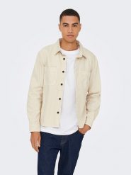 ONLY & SONS Koszula "Times" w kolorze beżowym rozmiar: S. Brązowe koszule męskie Only & Sons, s, bez wzorów, z bawełny, bez kołnierzyka, bez ramiączek. Za 74.11 zł.