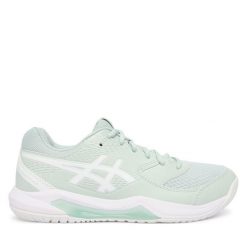 Buty do tenisa Asics. Zielone buty sportowe na co dzień damskie Asics, bez wzorów, tenisowe. Za 289.99 zł.
