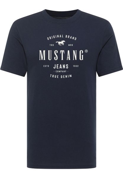 Męski T-Shirt Mustang Style Alex Dark Sapphire 1018004 4136. Niebieskie t-shirty męskie Mustang, m, bez wzorów, bez kołnierzyka. Za 79.99 zł.