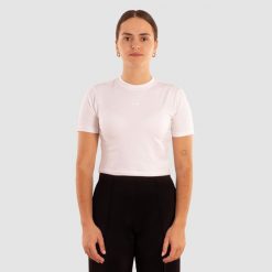 Krótki top Squba Aqua White. Białe topy damskie LIFE PRO NUTRITION, bez wzorów, z bawełny, bez kołnierzyka. Za 156.99 zł.