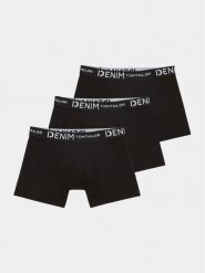 Tom Tailor Denim Komplet 3 par bokserek 1038850 Czarny. Czarne bokserki męskie Tom Tailor Denim, bez wzorów, z bawełny. Za 99.99 zł.