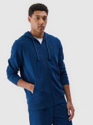 4F Bluza dresowa rozpinana z kapturem męska - turkusowa M. Niebieskie bluzy sportowe męskie 4f, bez wzorów, z bawełny, sportowe, bez kołnierzyka, bez ramiączek. Za 169.99 zł.