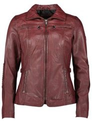 HIS Skórzana kurtka w kolorze bordowym rozmiar: 42. Czerwone kurtki damskie HIS, bez wzorów, ze skóry, bez kaptura. Za 612.95 zł.