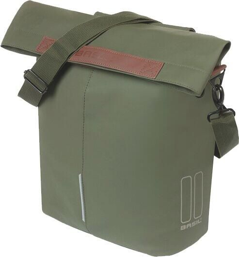 Basil City Shopper torba rowerowa MIK 14–16 L - zielony. Zielone torby męskie na ramię BASIL, bez wzorów, z materiału, na ramię. Za 313.95 zł.
