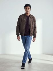 Kurtka bomber - brązowy. Brązowe kurtki męskie Sinsay, l, bez wzorów, bez kaptura. Za 79.99 zł.