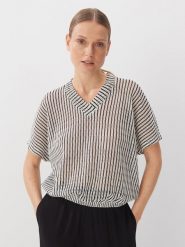 Someday Bluzka w kolorze biało-czarnym rozmiar: S. Białe bluzki damskie Someday, s, bez wzorów, z bawełny, bez kołnierzyka, bez ramiączek. Za 155.95 zł.