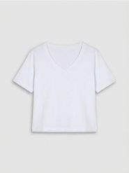 Bawełniana koszulka z dekoltem V - biały. Białe t-shirty damskie Sinsay, l, bez wzorów, z bawełny, bez kołnierzyka. Za 25.99 zł.