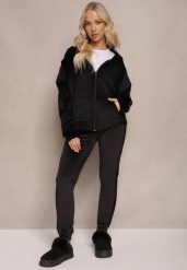 Czarny 2-częściowy Komplet Dresowy z Bluzą i Spodniami Wolff. Czarne bluzy bez kaptura damskie Renee, m, z dresówki. Za 69.99 zł.