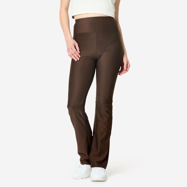 Legginsy fitness damskie Domyos. Brązowe legginsy damskie DOMYOS, l, bez wzorów, z elastanu, z podwyższonym stanem, na fitness i siłownię. Za 59.99 zł.