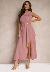 Ciemnoróżowa Sukienka Koktajlowa o Asymetrycznym Kroju na Jedno Ramię Ozdobiona Kokardą Vimorissa. Czerwone sukienki damskie Renee, na co dzień, m, bez wzorów, eleganckie, z asymetrycznym kołnierzem, bez ramiączek, maxi, asymetryczne. W wyprzedaży za 76.99 zł.