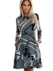 Sukienka Model 576-1 Olive/Black/Beige - Numoco. Brązowe sukienki damskie Numoco, na co dzień, l, bez wzorów, z elastanu, bez kołnierzyka, plus size, bez ramiączek, maxi, proste. Za 367.90 zł.