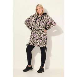 Damskie Długa bluza z kapturem wzór w panterkę tasiemka satynowa kaptur. Czarne bluzy z kapturem damskie Ulla Popken, plus size, z bawełny. W wyprzedaży za 223.99 zł.