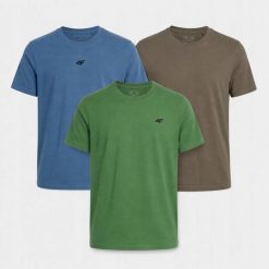 KOMPLET MĘSKICH KOSZULEK 4F ZESTAW T-SHIRT 3PAK. T-shirty męskie 4f, l, bez wzorów, z bawełny, bez kołnierzyka. Za 117.99 zł.