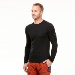Koszulka z długim rękawem męska Forclaz MT500 merino. Czarne koszulki męskie z długim rękawem FORCLAZ, l, z materiału. Za 229.99 zł.