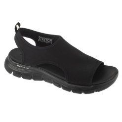 Sandały damskie, Flex Appeal 4.0 - Moon Lines. Czarne sandały damskie Skechers, bez wzorów, bez obcasa. Za 179.99 zł.