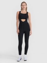 4F Legginsy rowerowe z żelowo-piankową wkładką i szelkami damskie - czarne L. Czarne legginsy damskie 4f, l, bez wzorów, z dzianiny. W wyprzedaży za 199.99 zł.
