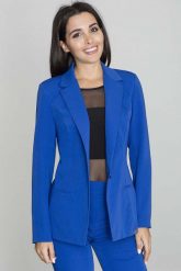 Żakiet Elegancki Taliowany na Jeden Guzik - Niebieski. Niebieskie marynarki i żakiety damskie Figl, l, bez wzorów, z materiału, eleganckie. Za 259.00 zł.