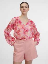 Orsay Bluzka w kolorze różowo-pomarańczowym rozmiar: 36. Pomarańczowe bluzki damskie ORSAY, bez wzorów, bez kołnierzyka, bez ramiączek. Za 65.99 zł.