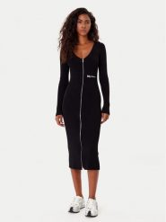 Karl Lagerfeld Jeans Sukienka dzianinowa A4W13011 Czarny Slim Fit. Czarne sukienki damskie Karl Lagerfeld Jeans, l, bez wzorów, z dzianiny, bez kołnierzyka, bez ramiączek. Za 759.99 zł.