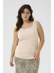 KAFFE curve Top w kolorze kremowym rozmiar: L. Brązowe topy damskie KAFFE curve, l, bez wzorów, bez kołnierzyka. Za 66.00 zł.