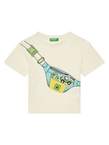 United Colors Of Benetton T-Shirt 3I1XG10J6 Beżowy Regular Fit. Brązowe t-shirty chłopięce United Colors Of Benetton, bez wzorów, z bawełny, bez ramiączek. Za 39.99 zł.