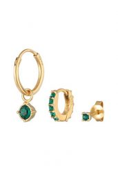 Elli Damskie kolczyki kreole z zielonym kryształem z pozłacanego srebra próby 925 Sterling Silver Kolczyki 1 ct. Szare kolczyki damskie Elli, pozłacane, na sztyftcie. Za 328.99 zł.