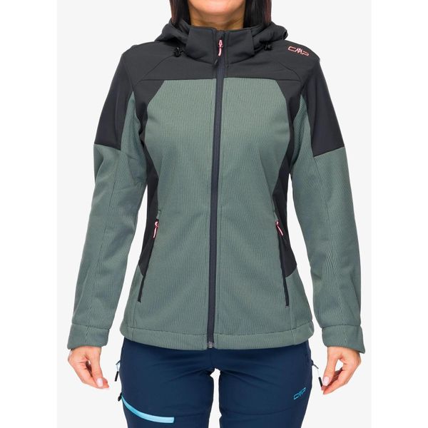 Kurtka softshell damska CMP Larisa. Zielone kurtki damskie CMP, bez wzorów, z softshellu, bez kaptura. Za 314.99 zł.