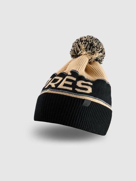 4F Czapka zimowa z dodatkiem wełny męska - beżowa L. Brązowe czapki męskie 4f, na zimę, bez wzorów, z wełny, klasyczne. Za 89.99 zł.