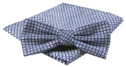 Mucha Męska z Poszetką w Zestawie - Alties - Niebieska z Geometrycznym Wzorem. Niebieskie krawaty i muchy męskie Alties, bez wzorów, eleganckie. Za 54.00 zł.