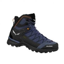 Buty trekkingowe męskie Salewa Mtn Trainer Lite Mid Gtx. Niebieskie buty trekkingowe męskie Salewa, z materiału, za kostkę, bez zapięcia, trekkingowe. Za 1,143.00 zł.