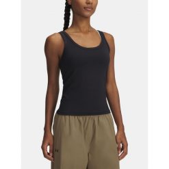 Koszulka Damska Top Na Ramiączkach Under Armour Meridian Core Tank. Czarne bluzki damskie Under Armour, bez wzorów, sportowe, bez kołnierzyka, bez ramiączek. Za 199.99 zł.