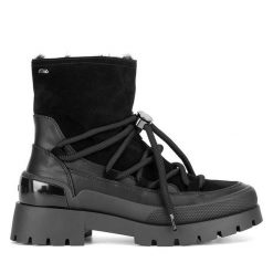 Botki MEXX. Czarne botki damskie Mexx, bez obcasa, na płaskiej podeszwie, bez zapięcia. Za 419.99 zł.