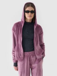 4F Bluza dresowa z weluru rozpinana z kapturem damska - różowa M. Czerwone bluzy sportowe damskie 4f, m, z dresówki. W wyprzedaży za 79.99 zł.
